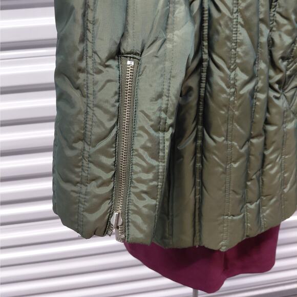 Michael Kors Womens Down Puffer Jacket Medium Green Reversible Quilted Packable - Picture 8 of 15